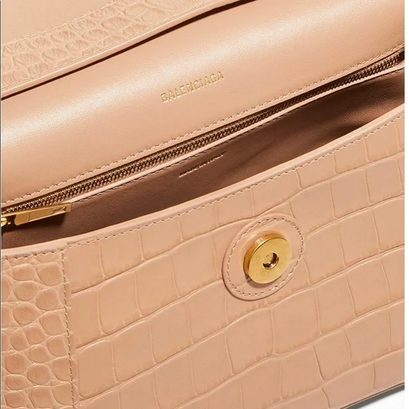 Balenciaga Hourglass  Embossed Croc Shoulder Bag - Picture 3 of 16